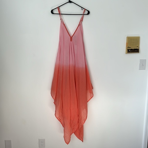 Molly Bracken Asymmetrical Tie & Dye Beach Woven Maxi Dress in Pink Size S NWT - Picture 5 of 10
